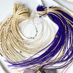 magic purple and ash blonde synthetic dreads with  accessories fake hair extensions