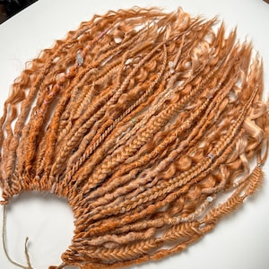 Ginger Strawberry Synthetic Dreads – Red Orange Wavy Dreadlocks with Pendants, Faux Hair Extensions