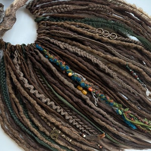 Сrochet brown forest dreads with braids and accessories double ended or single ended fake hair extensions
