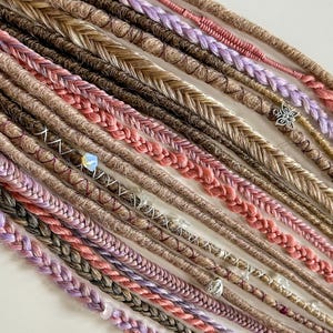 Mix brown dreads with braids & hair accessories double ended or single ended dreads fake hair extensions
