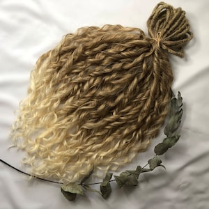 Handmade ombre brown to blonde wavy dreadlocks extensions double or single ended fake dreads extensions