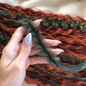 Curly dreads redhead ginger forest green braids double ended or single ended fake dreadlocks synthetic wavy dreads extensions