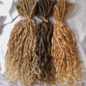 Warm Blonde Curly Dread Extensions – Reusable Ombre Boho Curls with Wavy Dreadlocks DE or SE