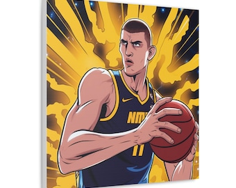 Nikola Jokic Anime MVP Leinwand, Nikola Jokic Leinwand Wandkunst, Spielzimmer Leinwand, Geschenk für Basketball-Liebhaber oder Anime-Liebhaber, Basketball Can