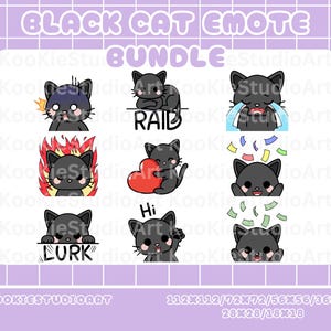 Black Cat Bundle, Cute/Kawaii PNG Emote