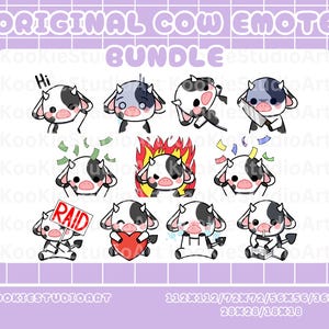 Original Cow Emote Bundle, Cute/Kawaii PNG Emote