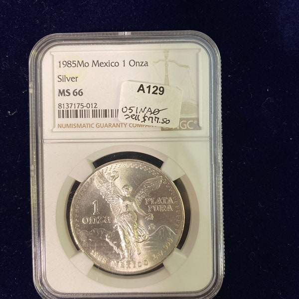 1985 Mexican Onza Libertad .999 silver MS66 NGC GRADED