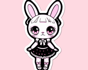 Goth Jirai Kei Bunny Girl Sticker - kawaii anime girl bunny laminated sparkly handcut stickers
