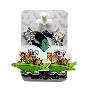 Cartoon Character Earrings, Space Earrings, Flying Cars