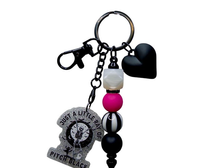 Pitch Black Skeleton Tombstone Charm Keychain, Gothic Sarcastic Accessory
