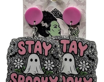 Stay Spooky Earrings, Cute Ghost Earrings, Spooky Season