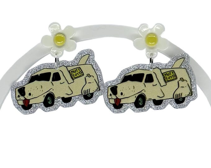90s Comedy Movie Earrings, Acrylic Retro Road Trip Car Drops