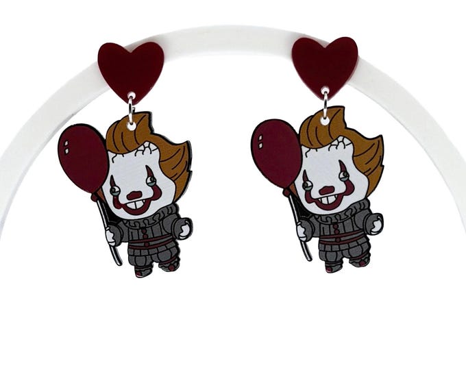 Horror Clown Earrings, Halloween Jewelry, Nickel Free