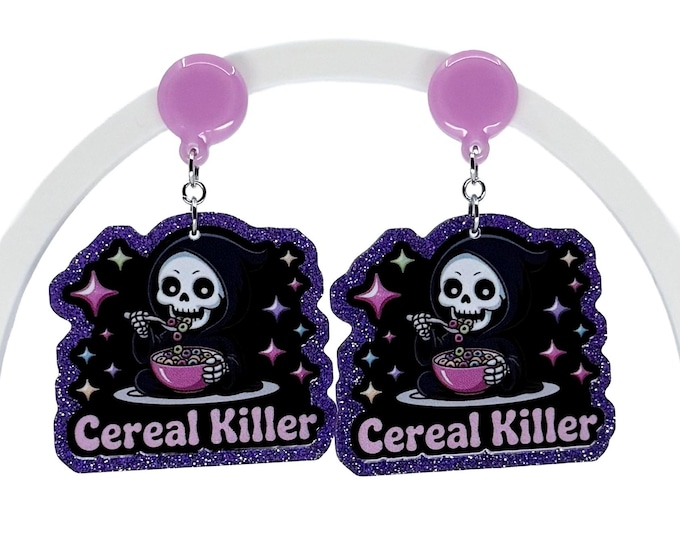 Cereal Killer Earrings, Spooky Season, Funny Earrings