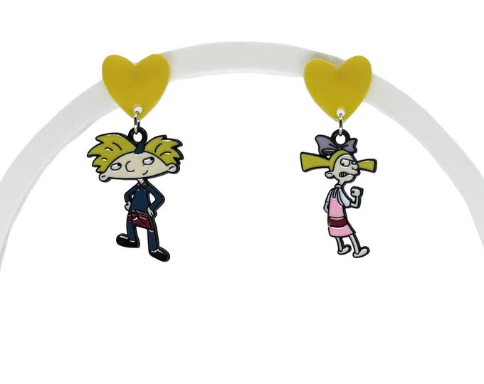 Cartoon Earrings, Funky Earrings, 90s Cartoons, Quirky Earring, Nostalgia, Football Head