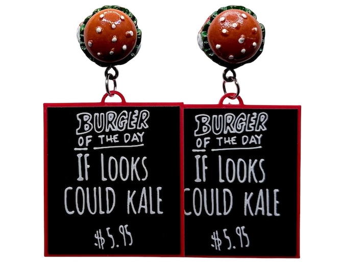 BBs Inspired Burger of the Day Acrylic Earrings: Foodie Jewelry