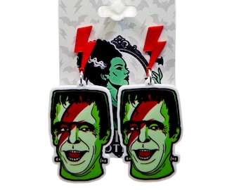 Munsters inspired Bowie Earrings: Retro TV Funky Jewelry