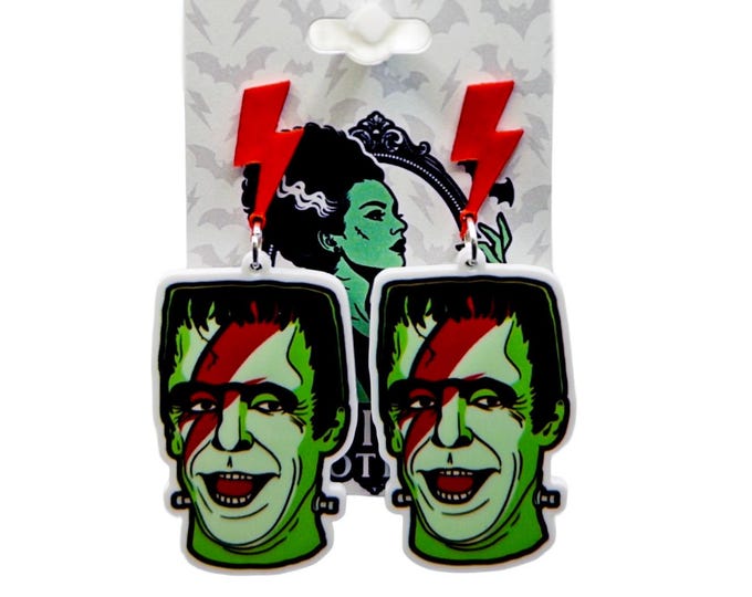 Munsters inspired Bowie Earrings: Retro TV Funky Jewelry