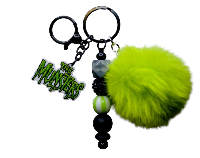 Munsters Inspired Beaded Keychain: Spooky Retro Bag Charm