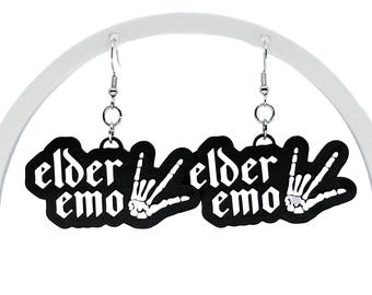Elder emo earrings, it was never a phase, music lovers, stocking stuffer ideas