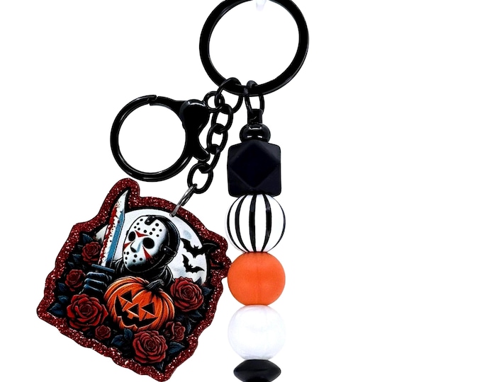 Spooky Silicone Beaded Keychain: Horror Bag Charm