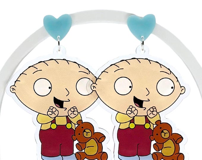 Cartoon Baby Inspired Acrylic Earrings, Lightweight Statement Jewelry