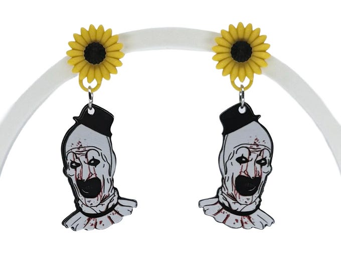 Killer Clown Acrylic Earrings, Spooky Horrorcore Jewelry, Horror Earrings