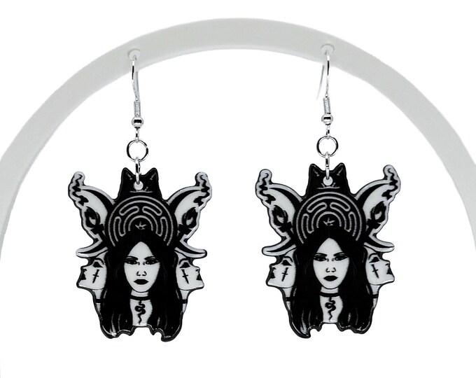 Goth Cult Earrings: Double Sided Occult Jewelry