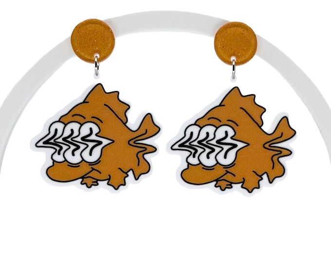 Three-Eyed Fish Earrings: Cartoon Fish Inspired, Hypoallergenic