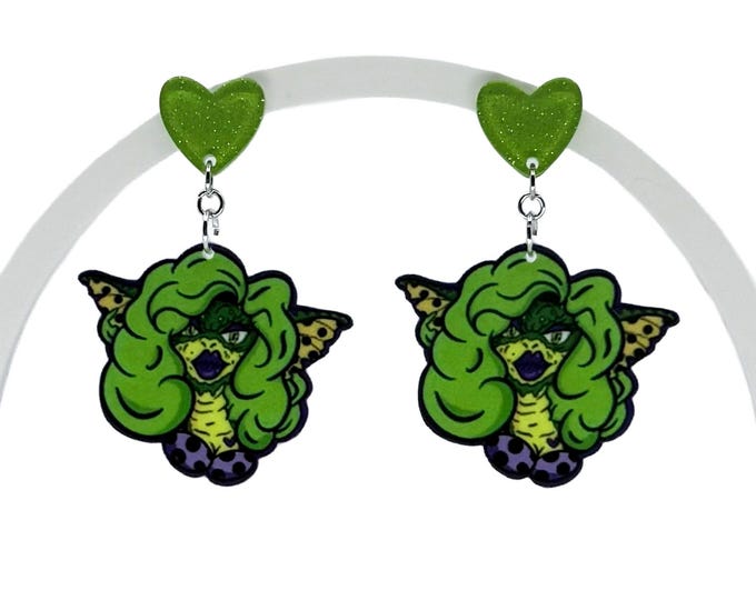 Fuzzy Girl Inspired Halloween Earrings: Retro Horror Character Jewelry