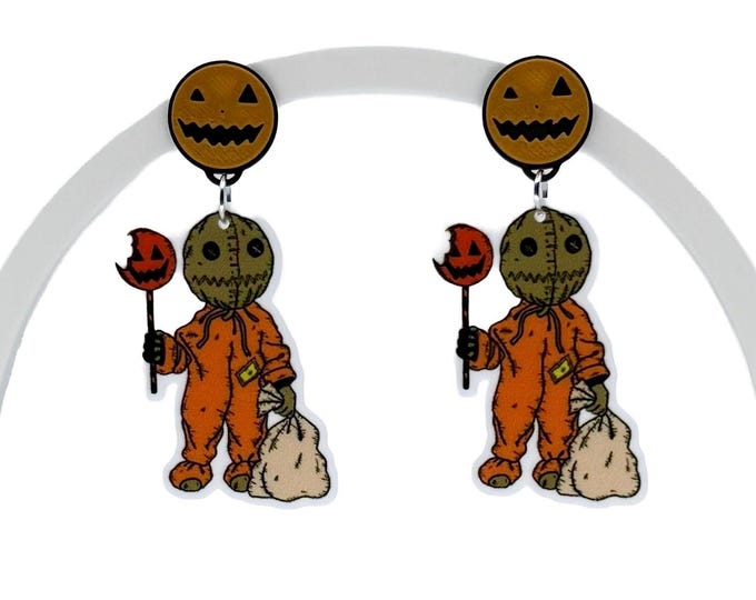 Sam Inspired Halloween Earrings, Horror Trick or Treat Jewelry, Nickel Free Hardware