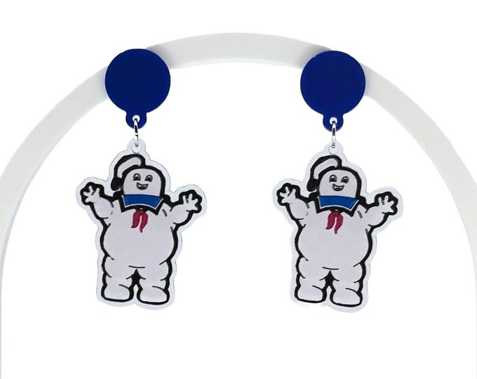 Marshmallow Earrings, Funky Earrings, Spooky Season Jewelry, Retro, GB Inspired