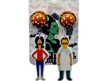 Bob's Burgers Inspired Hamburger Earrings, Nickel Free Hardware