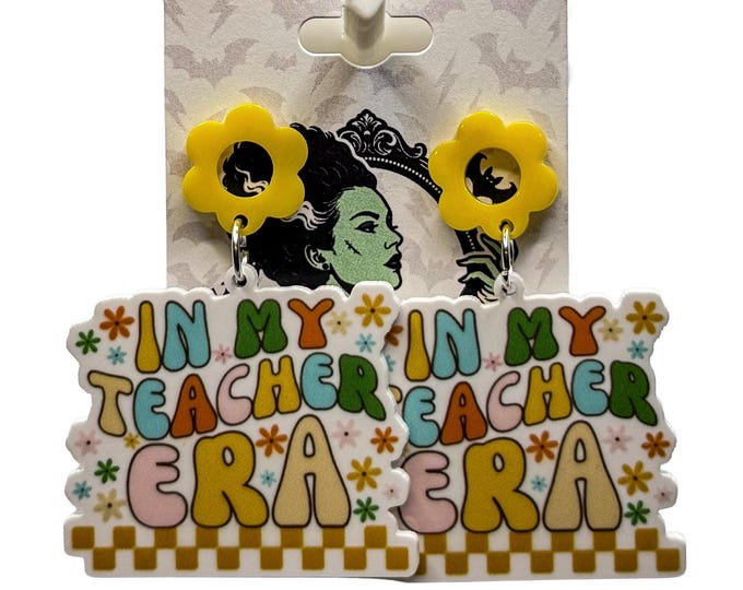In My Teacher Era Earrings, Retro 70s Style, Teacher Gift