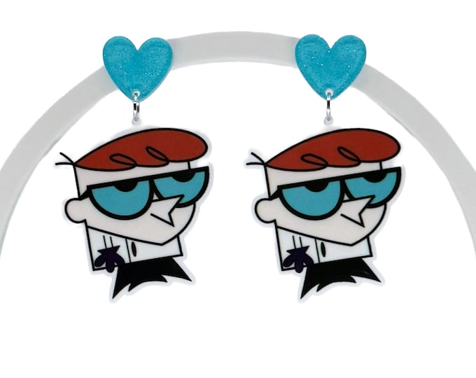 Cartoon Character Earrings, Pop Culture Jewelry, Silver Hooks or Glitter Hearts