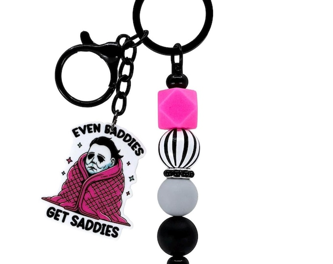 Baddie Horror Keychain: Michael M Inspired Silicone Bead Bag Charm