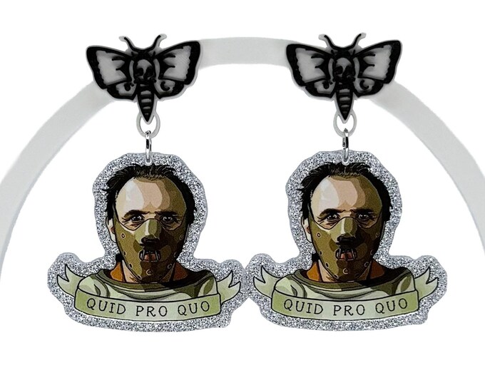 Cannibal Inspired Earrings, Horror Earrings, Quid Pro Quo, Spooky Season Fits, Death’s-head Moth
