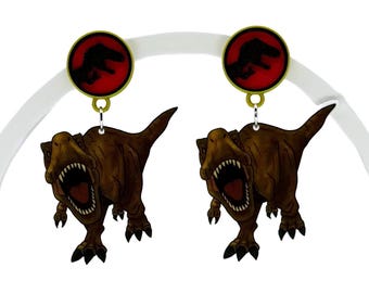Dinosaur Earrings, Theme Park Earrings, Dino jewelry, Prehistoric
