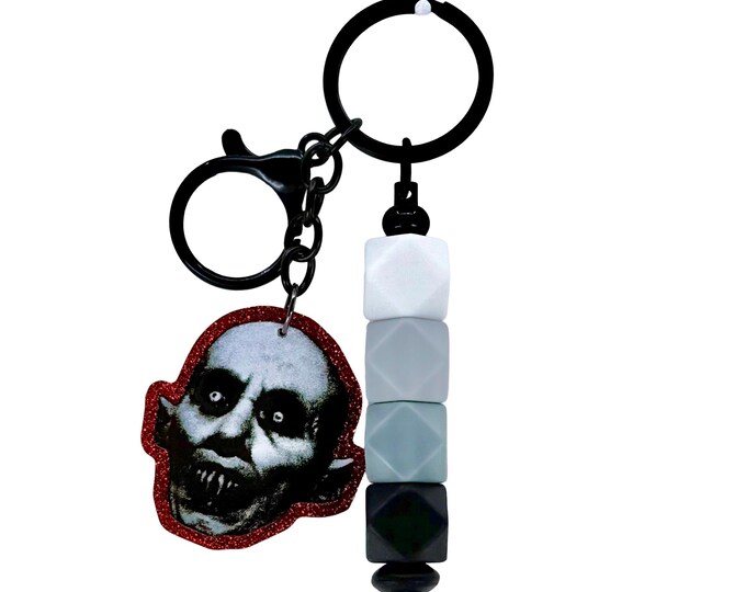 Vampire Beaded Bag Charm: Goth Keychain, Horror Icon