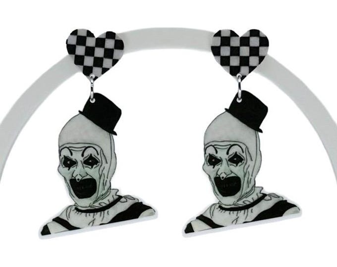 Killer Clown Horror earrings, art inspired, killer clown, Horror Earrings