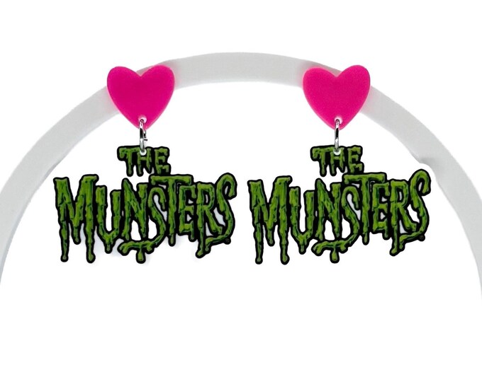 Munsters Inspired Drip Earrings: Retro TV, Spooky Halloween Acrylic