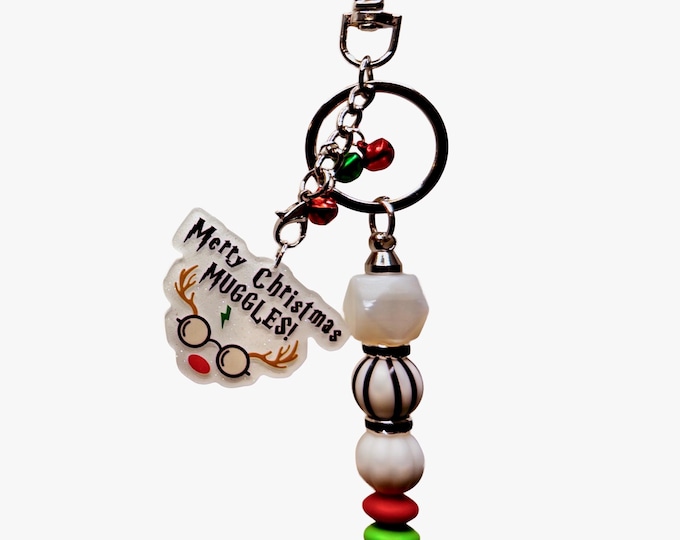 Wizard Inspired Christmas Keychain, Jingle Bells Holiday Bag Charm