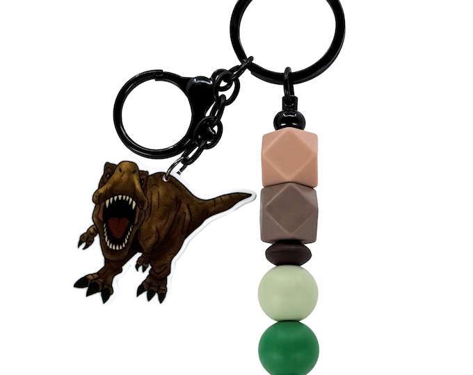 Dinosaur Beaded Keychain: Handmade Dino Bag Charm
