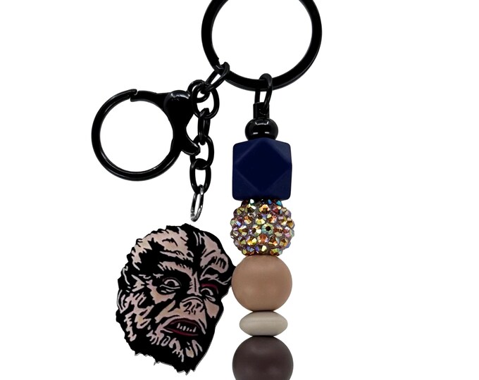 Monster Werewolf Beaded Purse Charm: Spooky Szn Keychain