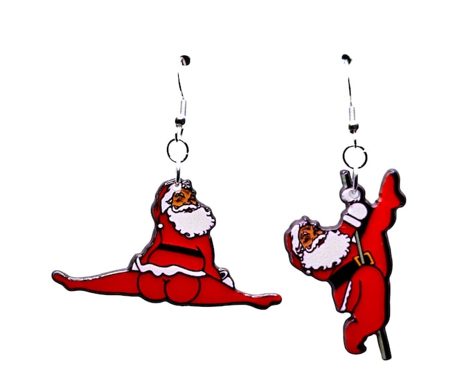 Featured listing image: Santa Doing Splits Earrings: Festive Christmas Novelty, Nickel-Free