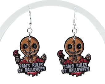 Horror Earrings, Sam Inspired Earrings, Always Check Your Candy, Spooky Season Earrings