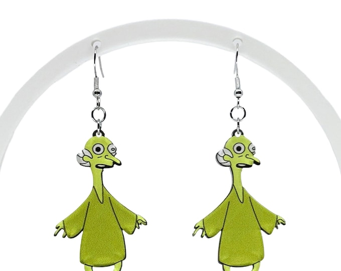 Springfield Cartoon Earrings, Mr. Burns, Nickel-Free Jewelry, Spooky Glow Accessories