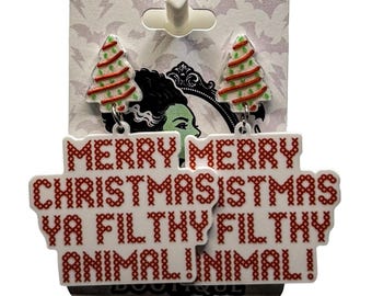 Funny Christmas Earrings, Ugly Sweater Party, Filthy Animal