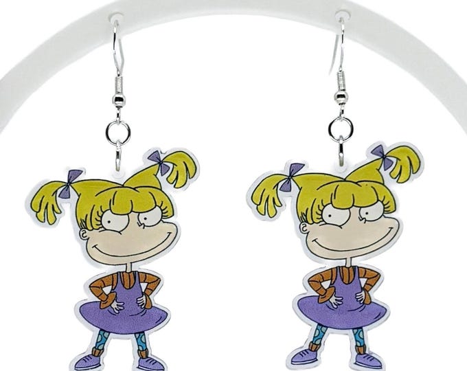 90s cartoon inspired earrings, bratty girl