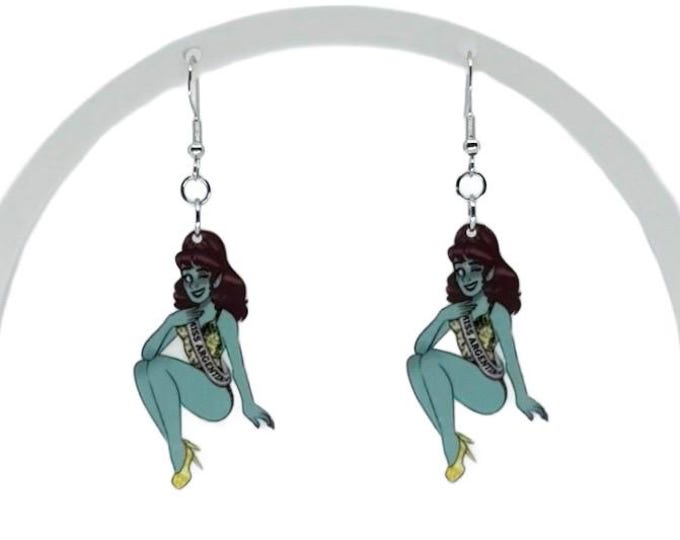 Beetle Movie Inspired Earrings: Funky Pageant Queen Ghost Earrings